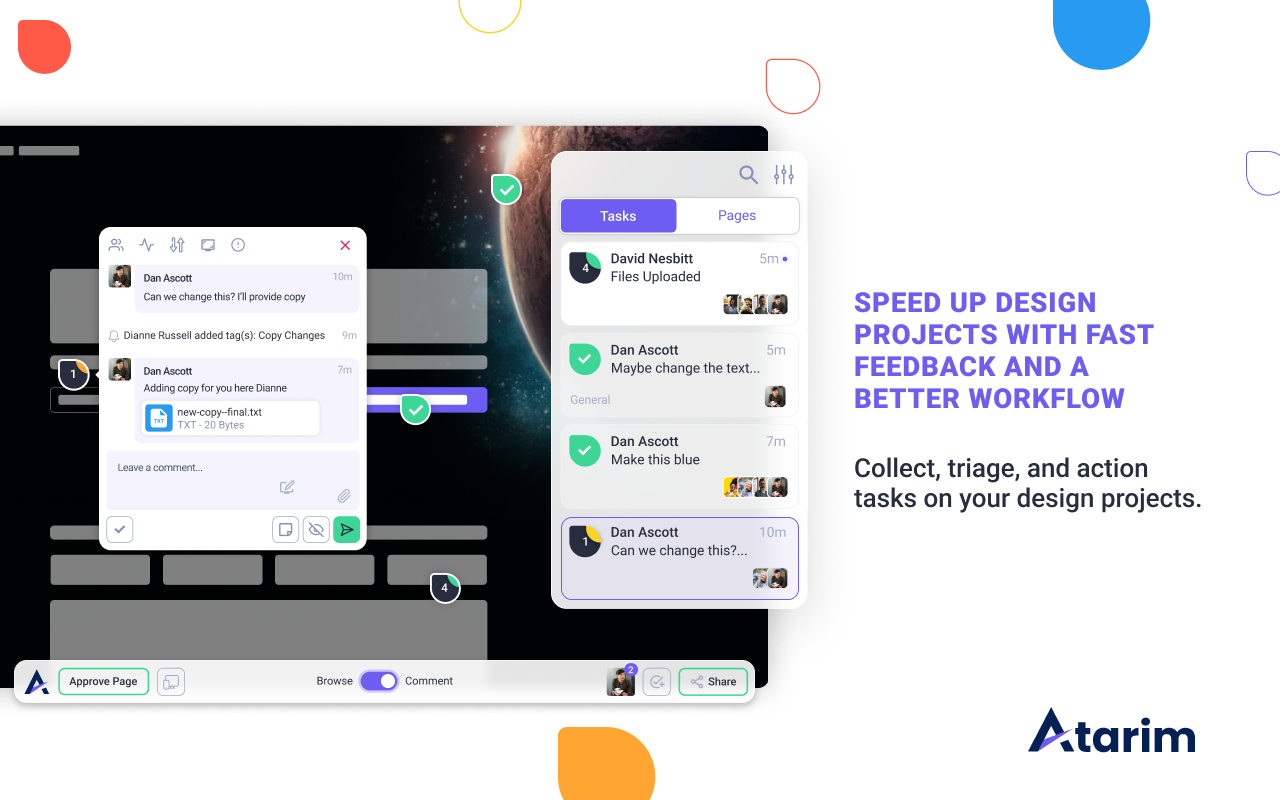 With Atarim, users can leave specific, contextual comments directly on the site.