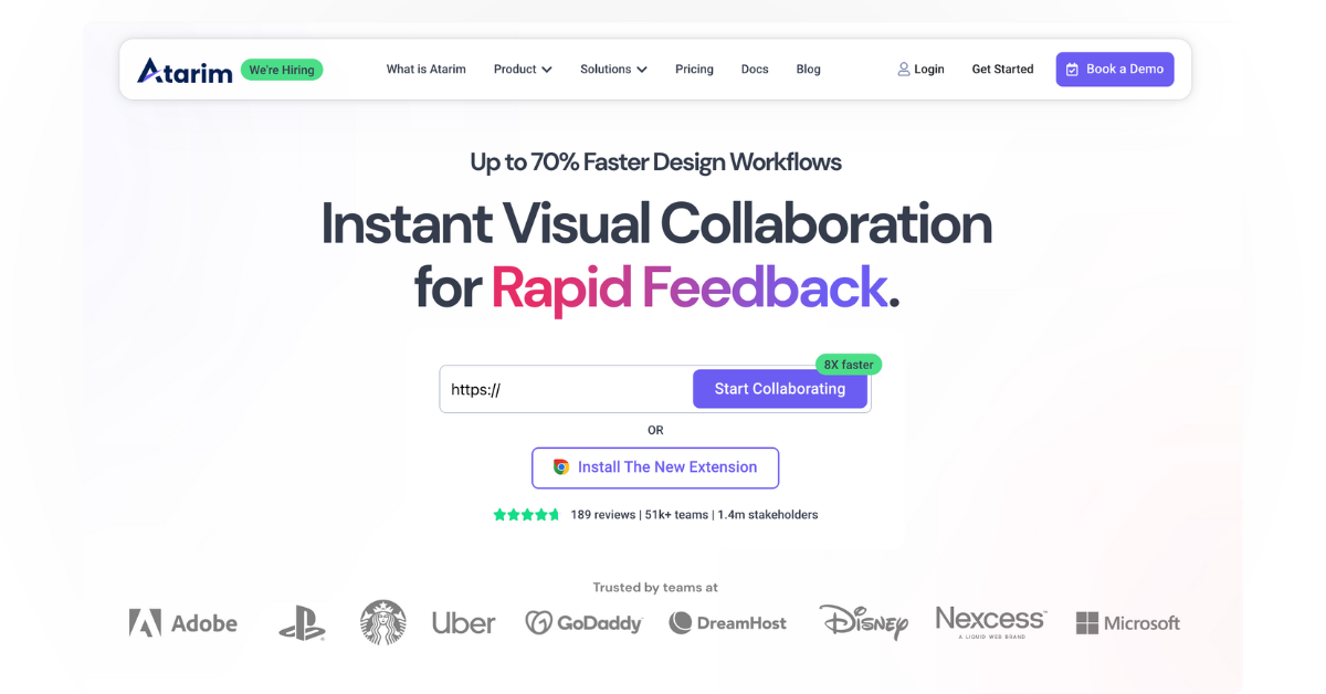 Atarim interface showing visual feedback and task automation features – the best Marker.io alternative for agencies and teams.