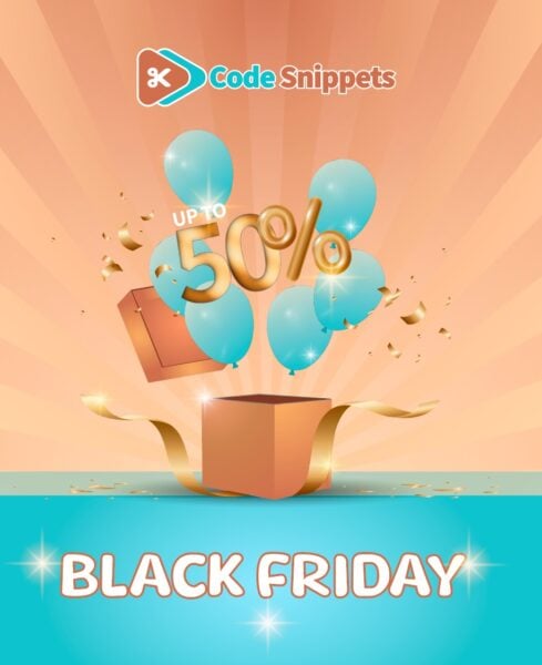 Code Snippets Pro WordPress code management tool logo for Black Friday 2024 sale