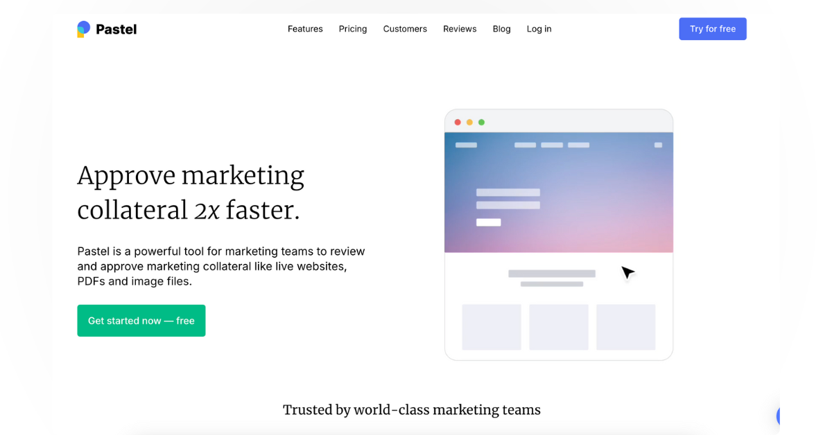 Pastel website feedback tool showing visual comments on a live webpage – a lightweight Marker.io alternative for feedback.