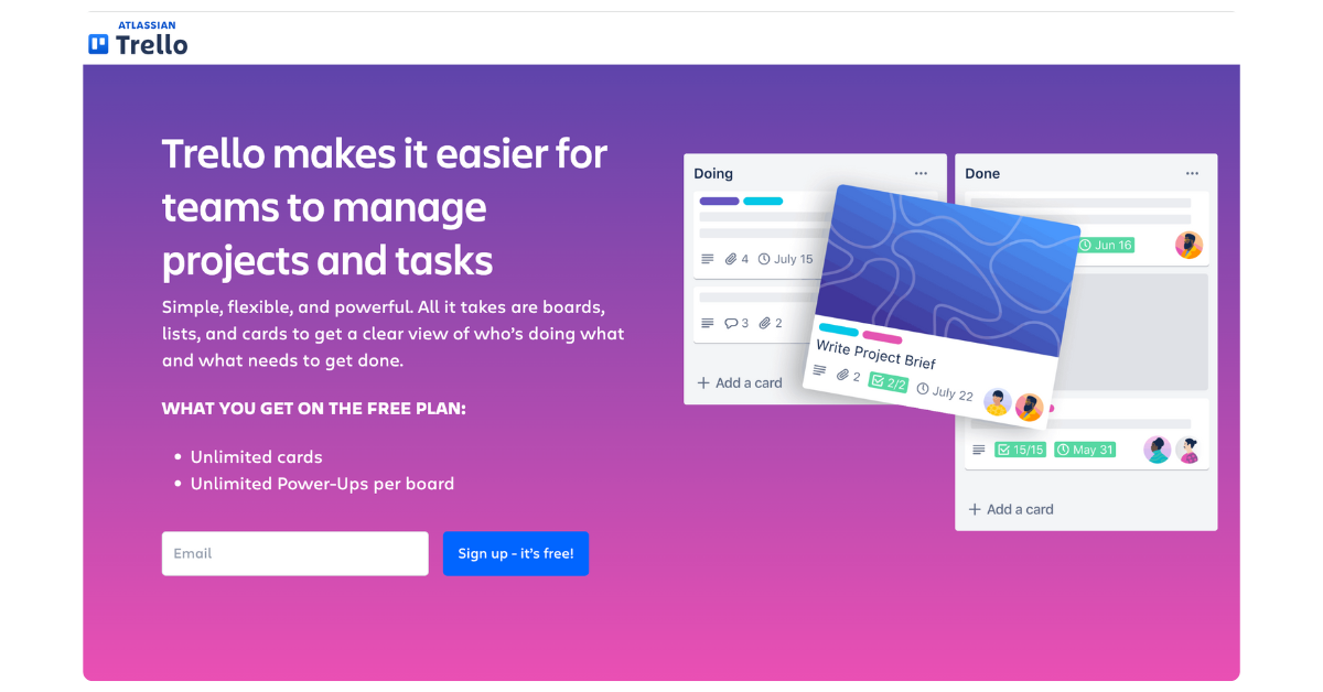Trello task management tool with Kanban board for agile development teams to speed up productivity