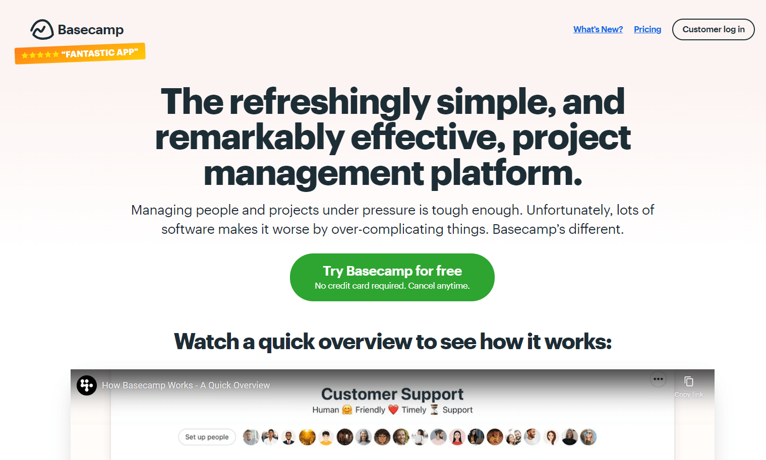 basecamp homepage