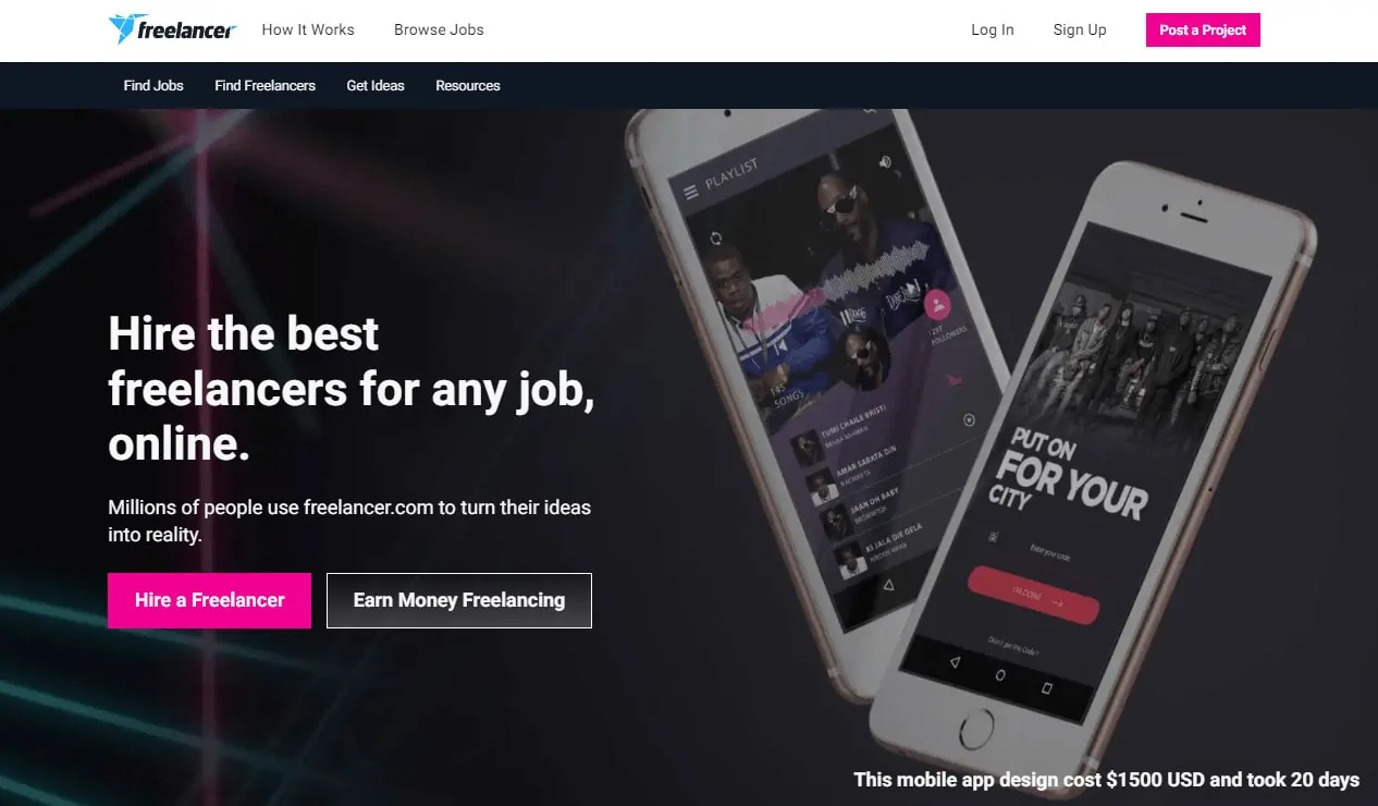 freelancer homepage