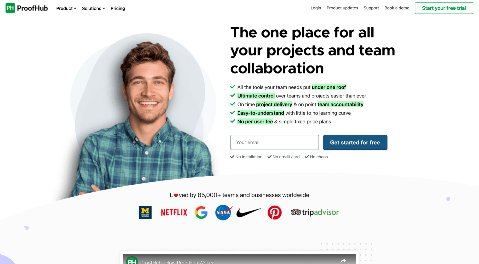 proofhub homepage