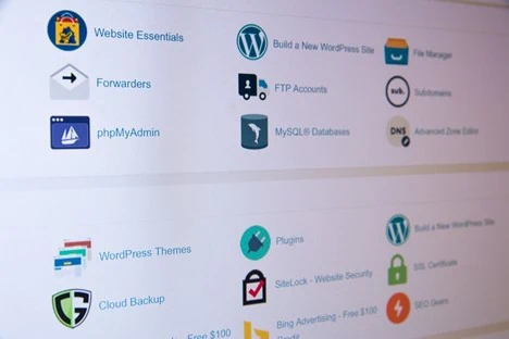 Screen showing server management icons